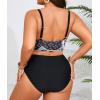 imageB2prity Womens Bikini Sets Plus Size Tummy Control Swimsuit High Waisted Two Piece Bathing Suit Ruched SwimwearBlack and White Print
