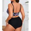 imageB2prity Womens Bikini Sets Plus Size Tummy Control Swimsuit High Waisted Two Piece Bathing Suit Ruched SwimwearBlue and Pink Floral