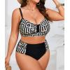 imageB2prity Womens Bikini Sets Plus Size Tummy Control Swimsuit High Waisted Two Piece Bathing Suit Ruched SwimwearBrown Stripe
