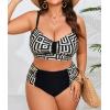 imageB2prity Womens Bikini Sets Plus Size Tummy Control Swimsuit High Waisted Two Piece Bathing Suit Ruched SwimwearBrown Stripe