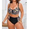 imageB2prity Womens Bikini Sets Plus Size Tummy Control Swimsuit High Waisted Two Piece Bathing Suit Ruched SwimwearOrange Print