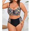 imageB2prity Womens Bikini Sets Plus Size Tummy Control Swimsuit High Waisted Two Piece Bathing Suit Ruched SwimwearOrange Print