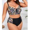 imageB2prity Womens Bikini Sets Plus Size Tummy Control Swimsuit High Waisted Two Piece Bathing Suit Ruched SwimwearOrange Print