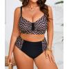 imageB2prity Womens Bikini Sets Plus Size Tummy Control Swimsuit High Waisted Two Piece Bathing Suit Ruched SwimwearWshaped Stripe