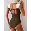 imageB2prity Womens One Piece Swimsuit Retro Square Neck Tummy Control Bathing Suits Ruched Modest Full Coverage Swimwear