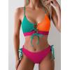 imageB2prity Womens Sexy Bikini Set Color Block Lace Up 2 Piece Bathing Suit Tie Side SwimsuitColor Block 16