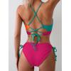 imageB2prity Womens Sexy Bikini Set Color Block Lace Up 2 Piece Bathing Suit Tie Side SwimsuitColor Block 16