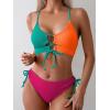 imageB2prity Womens Sexy Bikini Set Color Block Lace Up 2 Piece Bathing Suit Tie Side SwimsuitColor Block 30