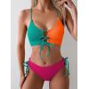 imageB2prity Womens Sexy Bikini Set Color Block Lace Up 2 Piece Bathing Suit Tie Side SwimsuitColor Block 30