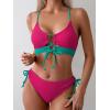 imageB2prity Womens Sexy Bikini Set Color Block Lace Up 2 Piece Bathing Suit Tie Side SwimsuitColor Block 32