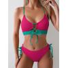 imageB2prity Womens Sexy Bikini Set Color Block Lace Up 2 Piece Bathing Suit Tie Side SwimsuitColor Block 32