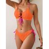 imageB2prity Womens Sexy Bikini Set Color Block Lace Up 2 Piece Bathing Suit Tie Side SwimsuitOrange