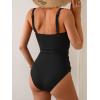imageB2prity One Piece Swimsuit for Women Cutout Monokini Color Block Bathing Suit Ruched Sexy SwimwearBlack Ribbed