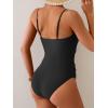 imageB2prity Womens One Piece Swimsuit Tummy Control Ruched Bathing Suit Color Block Swimwear with Adjustable Spaghetti StrapBlack  Hot Pink