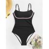 imageB2prity Womens One Piece Swimsuit Tummy Control Ruched Bathing Suit Color Block Swimwear with Adjustable Spaghetti StrapBlack  Pink