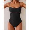 imageB2prity Womens One Piece Swimsuit Tummy Control Ruched Bathing Suit Color Block Swimwear with Adjustable Spaghetti StrapBlack  Pink