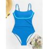 imageB2prity Womens One Piece Swimsuit Tummy Control Ruched Bathing Suit Color Block Swimwear with Adjustable Spaghetti StrapBlue  Aqua Green
