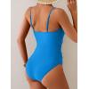 imageB2prity Womens One Piece Swimsuit Tummy Control Ruched Bathing Suit Color Block Swimwear with Adjustable Spaghetti StrapBlue  Aqua Green
