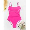imageB2prity Womens One Piece Swimsuit Tummy Control Ruched Bathing Suit Color Block Swimwear with Adjustable Spaghetti StrapHot Pink  Pink
