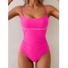 imageB2prity Womens One Piece Swimsuit Tummy Control Ruched Bathing Suit Color Block Swimwear with Adjustable Spaghetti StrapHot Pink  Pink