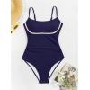 imageB2prity Womens One Piece Swimsuit Tummy Control Ruched Bathing Suit Color Block Swimwear with Adjustable Spaghetti StrapNavy Blue  Light Pink