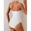 imageB2prity Womens One Piece Swimsuit Tummy Control Ruched Bathing Suit Color Block Swimwear with Adjustable Spaghetti StrapWhite  Black