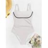 imageB2prity Womens One Piece Swimsuit Tummy Control Ruched Bathing Suit Color Block Swimwear with Adjustable Spaghetti StrapWhite  Black