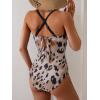 imageB2prity Womens One Piece Swimsuits Tummy Control Front Cross Bathing Suits Tie Back Slimming V Neck SwimwearBlack  Leopard Print