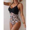 imageB2prity Womens One Piece Swimsuits Tummy Control Front Cross Bathing Suits Tie Back Slimming V Neck SwimwearBlack  Leopard Print