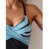imageB2prity Womens One Piece Swimsuits Tummy Control Front Cross Bathing Suits Tie Back Slimming V Neck SwimwearBlack and Green Stripe