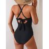 imageB2prity Womens One Piece Swimsuits Tummy Control Front Cross Bathing Suits Tie Back Slimming V Neck SwimwearBlack and Green Stripe