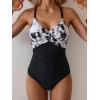 imageB2prity Womens One Piece Swimsuits Tummy Control Front Cross Bathing Suits Tie Back Slimming V Neck SwimwearBlack and White Tie Dye