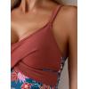 imageB2prity Womens One Piece Swimsuits Tummy Control Front Cross Bathing Suits Tie Back Slimming V Neck SwimwearDark Red  Red Floral