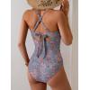 imageB2prity Womens One Piece Swimsuits Tummy Control Front Cross Bathing Suits Tie Back Slimming V Neck SwimwearGreen Pink Floral