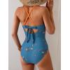 imageB2prity Womens One Piece Swimsuits Tummy Control Front Cross Bathing Suits Tie Back Slimming V Neck SwimwearOrange  Blue Orange Floral