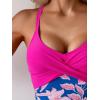 imageB2prity Womens One Piece Swimsuits Tummy Control Front Cross Bathing Suits Tie Back Slimming V Neck SwimwearPurple  Blue Pink Floral