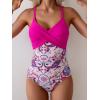 imageB2prity Womens One Piece Swimsuits Tummy Control Front Cross Bathing Suits Tie Back Slimming V Neck SwimwearPurple  Purple Floral