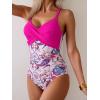 imageB2prity Womens One Piece Swimsuits Tummy Control Front Cross Bathing Suits Tie Back Slimming V Neck SwimwearPurple  Purple Floral