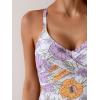imageB2prity Womens One Piece Swimsuits Tummy Control Front Cross Bathing Suits Tie Back Slimming V Neck SwimwearWhite Purple Yellow Floral