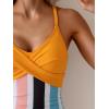 imageB2prity Womens One Piece Swimsuits Tummy Control Front Cross Bathing Suits Tie Back Slimming V Neck SwimwearYellow  Colorful Stripe