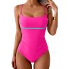imageB2prity Womens One Piece Swimsuit Tummy Control Ruched Bathing Suit Color Block Swimwear with Adjustable Spaghetti StrapHot Pink  Aqua
