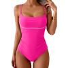 imageB2prity Womens One Piece Swimsuit Tummy Control Ruched Bathing Suit Color Block Swimwear with Adjustable Spaghetti StrapHot Pink  Pink