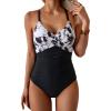 imageB2prity Womens One Piece Swimsuits Tummy Control Front Cross Bathing Suits Tie Back Slimming V Neck SwimwearBlack and White Tie Dye