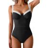 imageB2prity Womens Underwire One Piece Swimsuits Tummy Control Bathing Suits Push Up Swimwear Black White