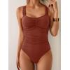 imageB2prity One Piece Swimsuit for Women Tummy Control Bathing Suit Ruched Slimming SwimwearBrick Red