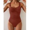 imageB2prity One Piece Swimsuit for Women Tummy Control Bathing Suit Ruched Slimming SwimwearBrick Red