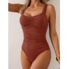 imageB2prity One Piece Swimsuit for Women Tummy Control Bathing Suit Ruched Slimming SwimwearBrick Red