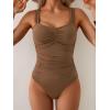 imageB2prity One Piece Swimsuit for Women Tummy Control Bathing Suit Ruched Slimming SwimwearBrown