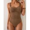 imageB2prity One Piece Swimsuit for Women Tummy Control Bathing Suit Ruched Slimming SwimwearBrown