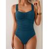 imageB2prity One Piece Swimsuit for Women Tummy Control Bathing Suit Ruched Slimming SwimwearPeacock Blue